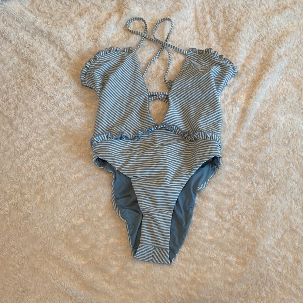 NWOT blue and white one piece swimsuit